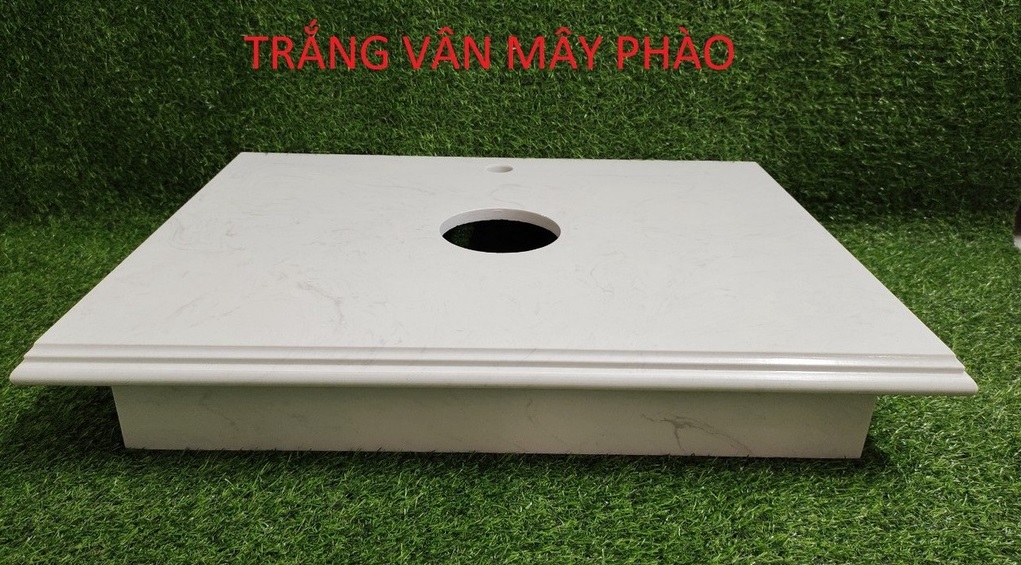 Bàn đá lavabo trắng phào 50x70cm LUCO