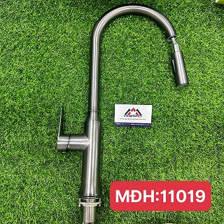 Vòi rửa bát nóng lạnh inox màu ghi Rút MC-2421E Luco